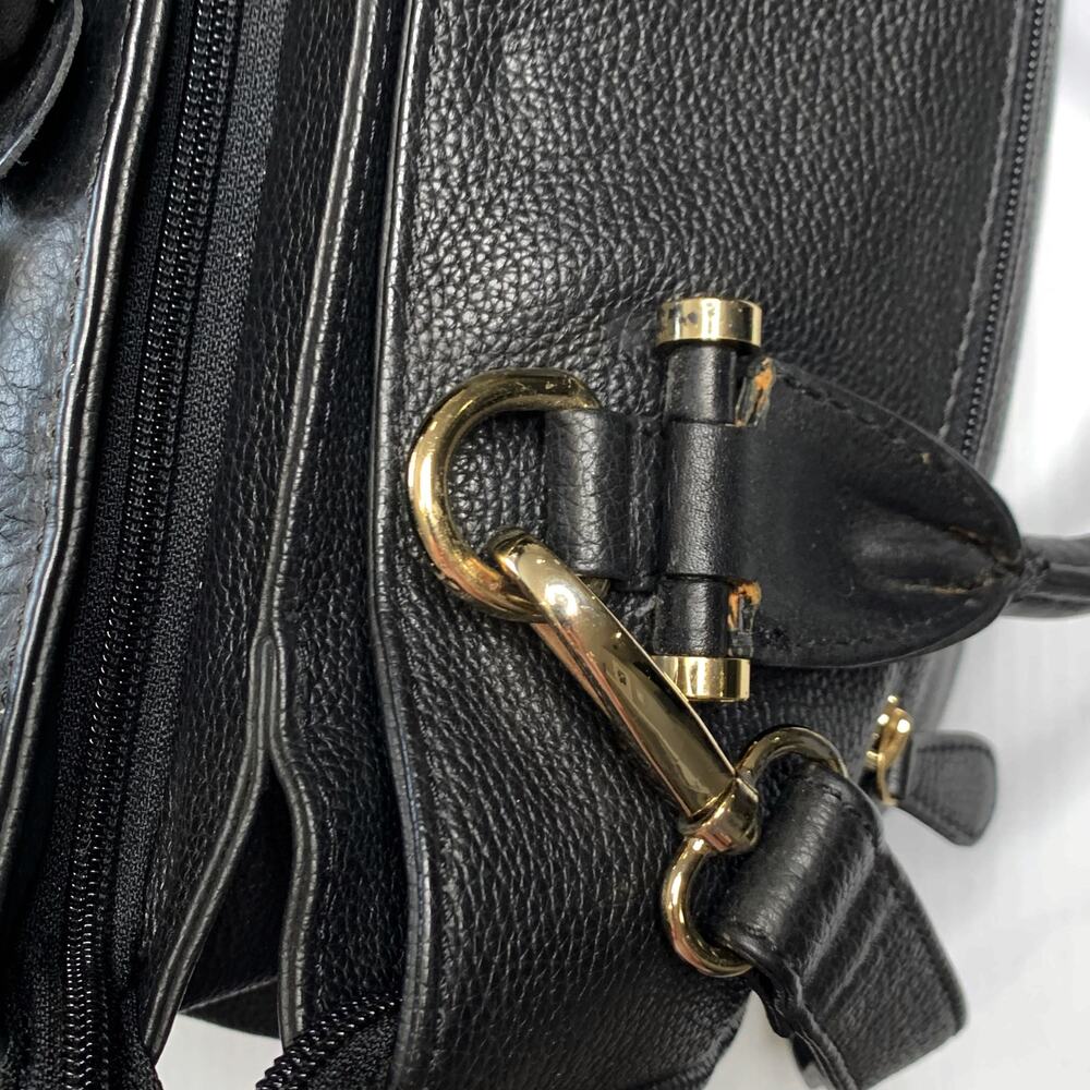 Clever Carriage Company Rose Leather Crossbody Handbag Blk Flower Gold Hardware - Picture 6 of 9
